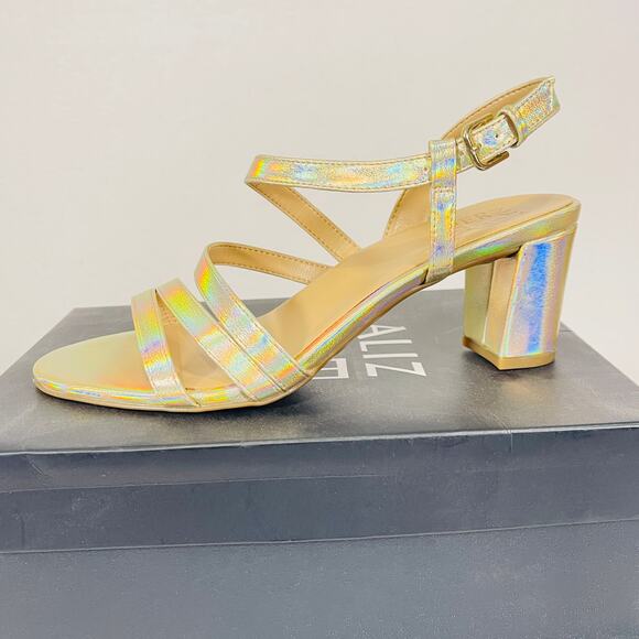 Naturalizer Heeled Sandals Womens 8.5 Gold Metallic Slingback Block Heel NWT - Picture 11 of 12